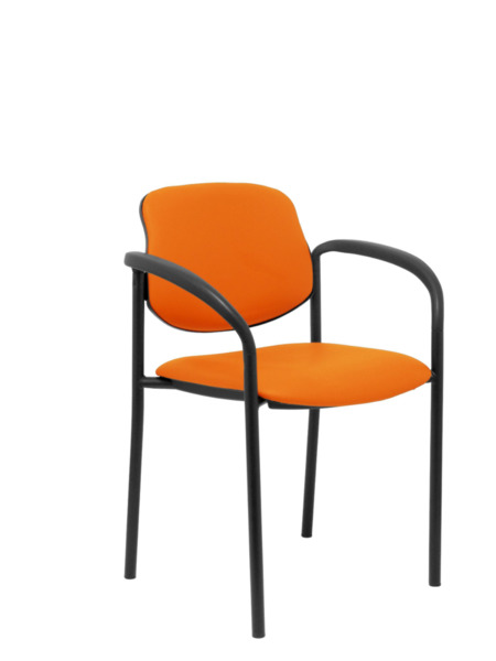 Silla de oficina fija Villalgordo similpiel naranja chasis negro con brazos (1)