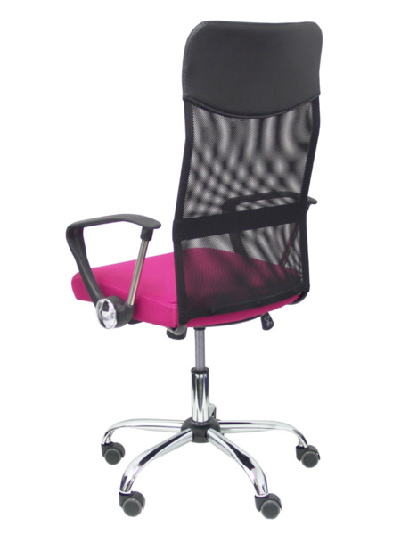 Silla de oficina Gontar respaldo malla negro asiento rosa (5)