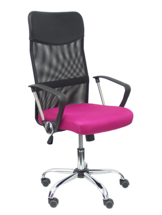 Silla de oficina Gontar respaldo malla negro asiento rosa