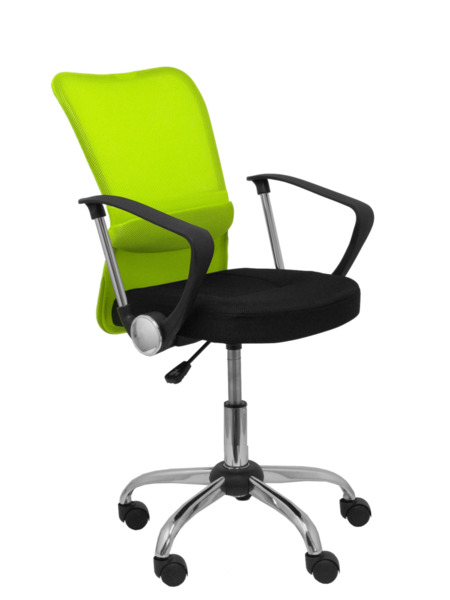 Silla de oficina infantil Cardenete respaldo malla verde asiento negro (1)