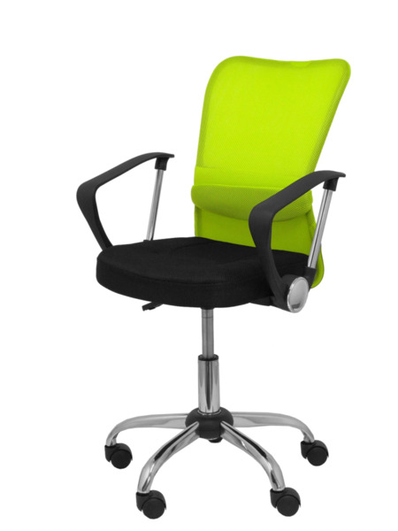 Silla de oficina infantil Cardenete respaldo malla verde asiento negro (3)