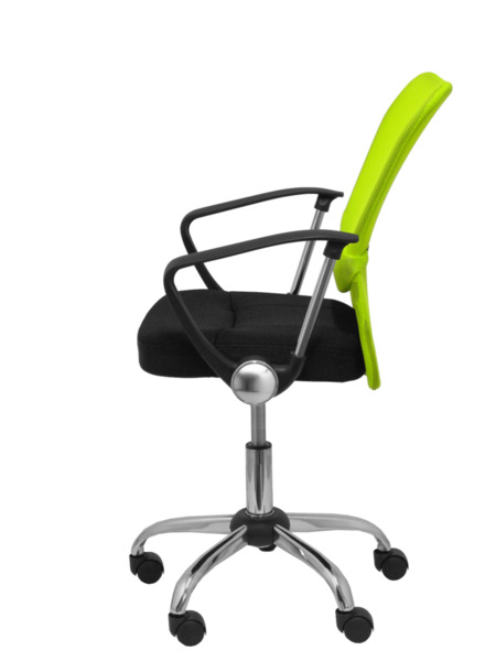 Silla de oficina infantil Cardenete respaldo malla verde asiento negro (4)