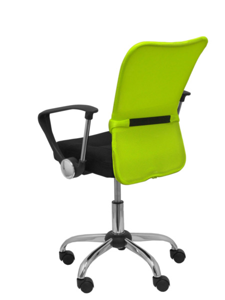 Silla de oficina infantil Cardenete respaldo malla verde asiento negro (5)