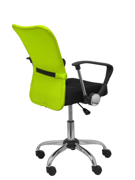 Silla de oficina infantil Cardenete respaldo malla verde asiento negro (7)
