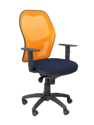 Silla de oficina Jorquera malla naranja asiento bali azul marino