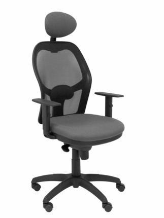 Silla de oficina Jorquera malla negra asiento bali gris medio con cabecero fijo