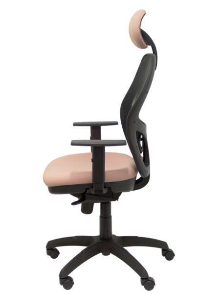 Silla de oficina Jorquera malla negra asiento bali rosa pálido con cabecero fijo (4)