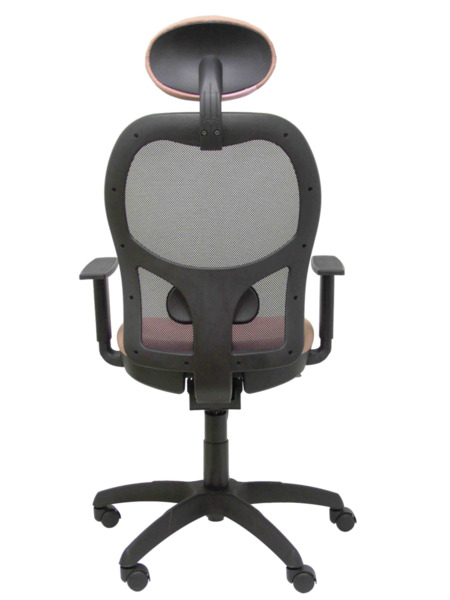 Silla de oficina Jorquera malla negra asiento bali rosa pálido con cabecero fijo (6)