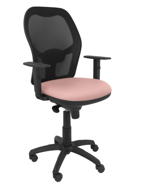 Silla de oficina Jorquera malla negra asiento bali rosa pálido (1)
