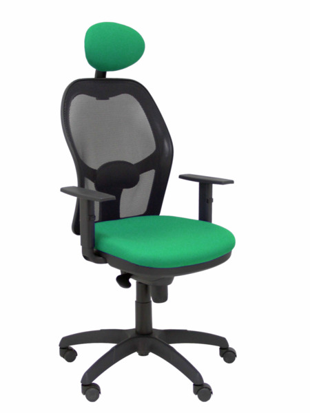 Silla de oficina Jorquera malla negra asiento bali verde con cabecero fijo (1)