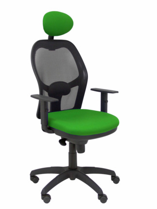 Silla de oficina Jorquera malla negra asiento bali verde con cabecero fijo