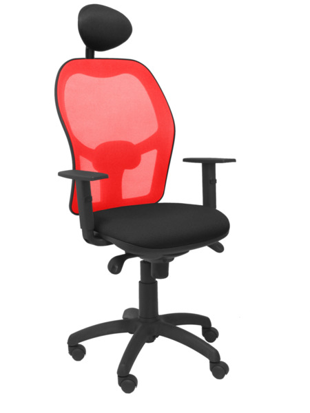 Silla de oficina Jorquera malla roja asiento bali negro con cabecero fijo (1)