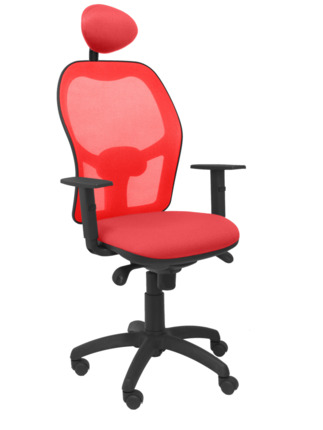 Silla de oficina Jorquera malla roja asiento bali rojo con cabecero fijo