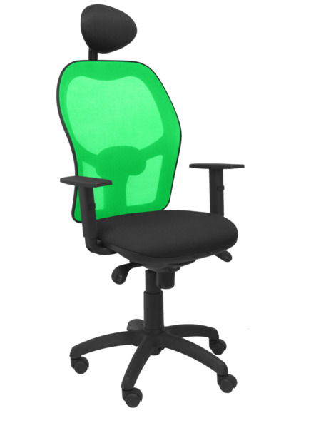 Silla de oficina Jorquera malla verde asiento bali negro con cabecero fijo (1)
