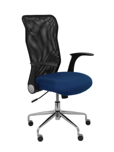 Silla de oficina Minaya respaldo malla negro asiento bali azul marino (1)