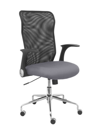 Silla de oficina Minaya respaldo malla negro asiento bali gris medio
