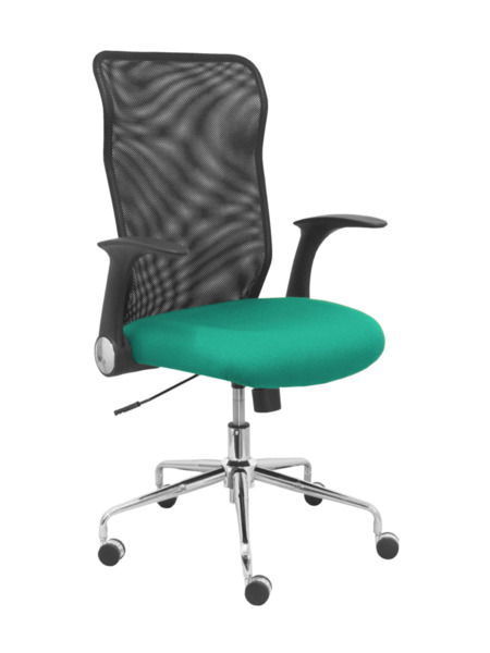 Silla de oficina Minaya respaldo malla negro asiento bali verde (1)