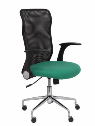 Silla de oficina Minaya respaldo malla negro asiento bali verde