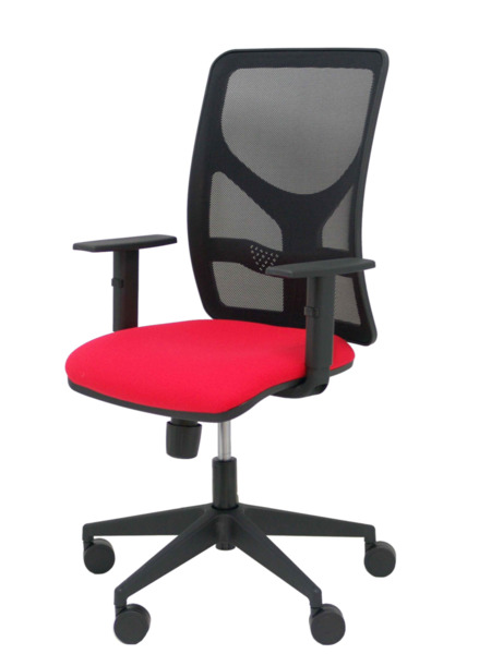 Silla de oficina Motilla malla negra asiento bali rojo brazo regulable (3)