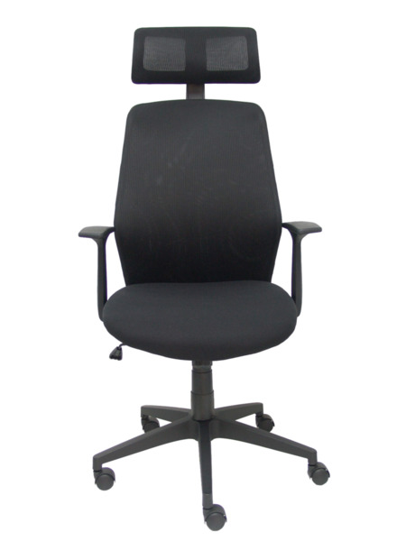 Silla de oficina Parolis respaldo malla negro con cabecero y asiento 3D (2)