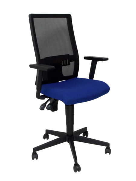 Silla de oficina Povedilla respaldo malla negro asiento bali azul (1)