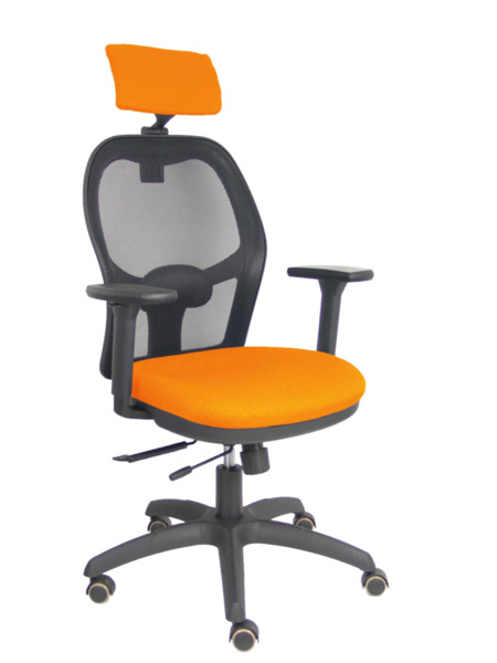 Silla Jorquera traslack malla negra asiento bali naranja brazos 3D cabecero regulable (1)