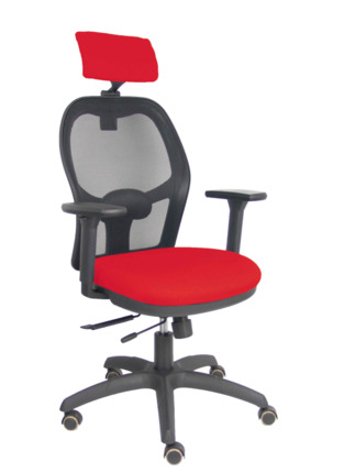 Silla Jorquera traslack malla negra asiento bali rojo brazos 3D cabecero regulable