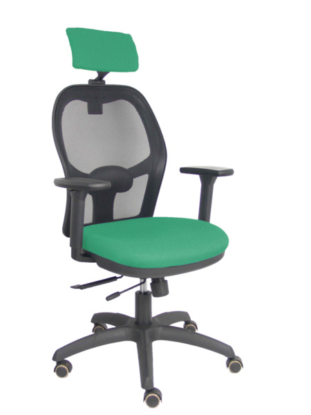 Silla Jorquera traslack malla negra asiento bali verde esmeralda brazos 3D cabecero regulable (1)