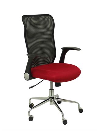 Silla de Oficina Minaya respaldo malla negro asiento 3D rojo