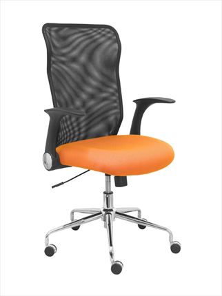 Silla de Oficina Minaya respaldo malla negro asiento bali naranja