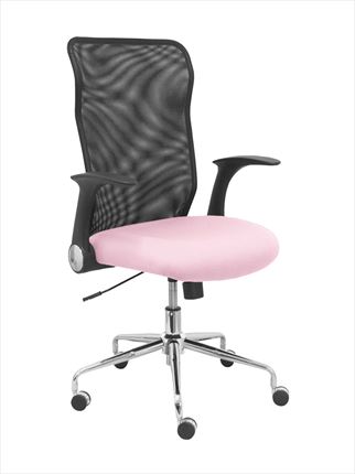 Silla de Oficina Minaya respaldo malla negro asiento bali rosa pálido