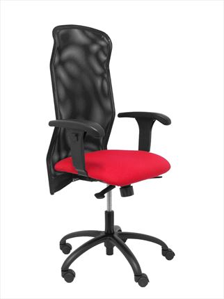 Silla de Oficina Reillo respaldo malla negro asiento rojo