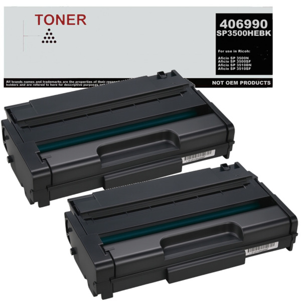 SP3500 / SP3510 XL pack 2 toner negro compatible con Ricoh SP3500HEBK / 406990