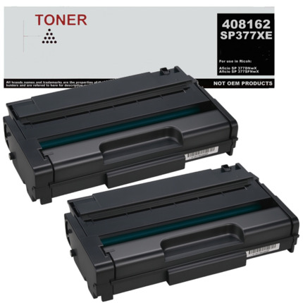 SP377 XL pack 2 toner negro compatible con Ricoh 408162 / SP377XE