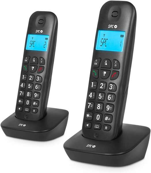SPC Air Pro Duo Telefono Inalambrico - Pantalla Retroiluminada de 35x22mm - Identificacion de Llamadas - Conexion a Red Telefoni