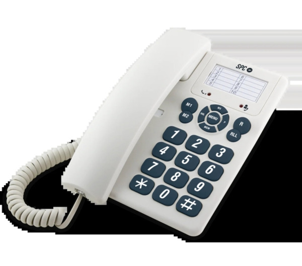 SPC Original Telefono Fijo Teclas Extragrandes - Diferentes Niveles de Timbre - 3 Memorias Directas - Para Mesa y Pared - Color