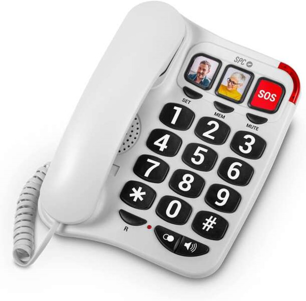 SPC Telefono Fijo para Personas Mayores - Teclas XXL - Llamadas con una Sola Pulsacion - Volumen de Timbre de 93Db - Compatible