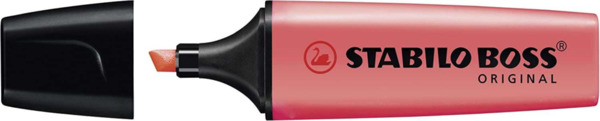 Stabilo Boss 70 Pastel Marcador Fluorescente - Trazo entre 2 y 5mm - Recargable - Tinta con Base de Agua - Color Rojo Coral Melo