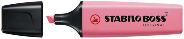 Stabilo Boss 70 Pastel Marcador Fluorescente - Trazo entre 2 y 5mm - Recargable - Tinta con Base de Agua - Color Rosa Cerezo en