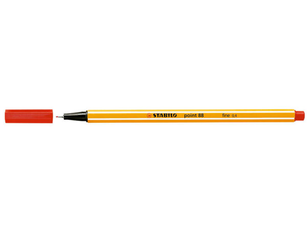 Stabilo Point 88 Rotulador de Punta Fina de Fibra - Trazo de 0.4 mm - Tinta con Base de Agua - Color Rojo