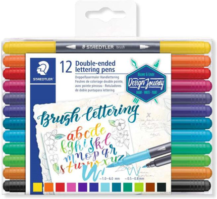 Staedtler 3004 Pack de 12 Rotuladores de Doble Punta para Lettering - Colores Surtidos