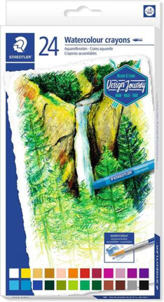 Staedtler Crayones Acuarelables 223 Pack de 24 Lapices de Cera - Facil de Mezclar - Extremadamente Opacos - Colores Surtidos