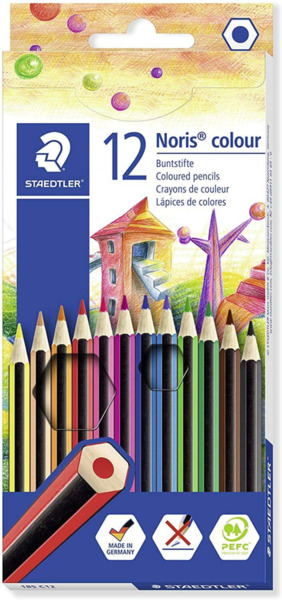 Staedtler Noris Colour 185 Pack de 12 Lapices Hexagonales de Colores - Fabricados en Wopex - Muy Resistentes - Madera de Fuentes
