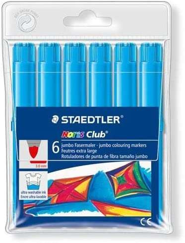 Staedtler Noris Watercolour 340 Pack de 6 Rotuladores de Gran TamaÃ±o - Trazo 3mm Aprox - Lavable Facilmente - Tinta Base de Agu