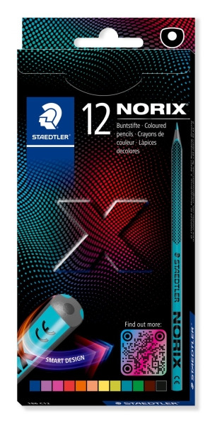 Staedtler Norix 186 Pack de 12 Lapices de Colores HB - Madera Negra - Mina de Grafito - DiseÃ±o Inteligente - Para Escribir, Dib