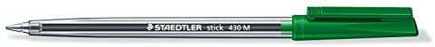 Staedtler Stick 430 Boligrafo con Capuchon - Punta 0.35mm - Tinta Endeleble - Color Verde