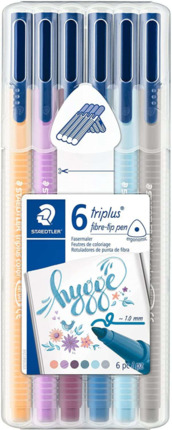 Staedtler Triplus Color 323 Pack de 6 Rotuladores de Punta Fina - Trazo 1mm Aprox - Tinta Base de Agua - Colores Surtidos