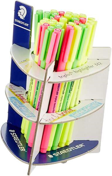 Staedtler Triplus Textsurfer 362 Expositor de 30 Rotuladores Fluorescentes - Trazo 1 - 4mm Aprox - Tinta Base de Agua - Colores