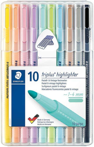 Staedtler Triplus Textsurfer 362 Pack de 10 Marcadores Fluorescentes - Trazo 1 - 4mm Aprox - Tina Base de Agua - Colores Surtido