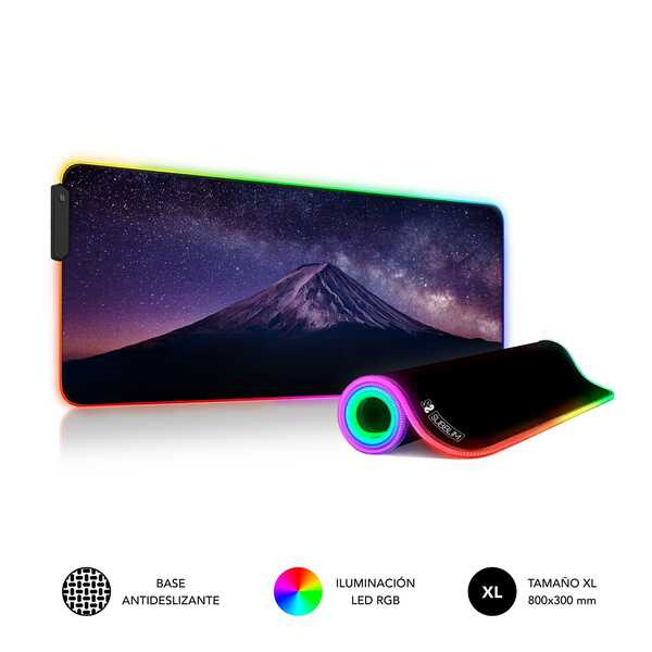 Subblim Alfombrilla LED Rgb - Modos y Efectos de Luces Personalizables - Tamaño Super Grande - Facil de Usar - Superficie Ultra